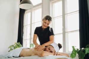 A serene indoor massage session promoting relaxation and well-being.